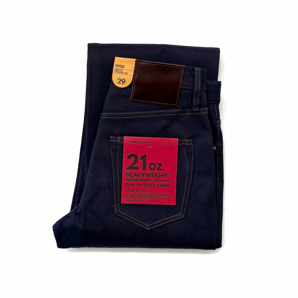 Unbranded Brand UB791 21oz Heavy Red Weft Selvedge Denim Wide Fit Jeans