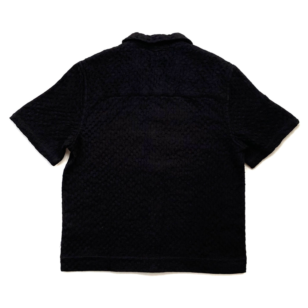 Wax London Lido Black Dobby Cotton Weave Short-Sleeve Shirt (Copy)