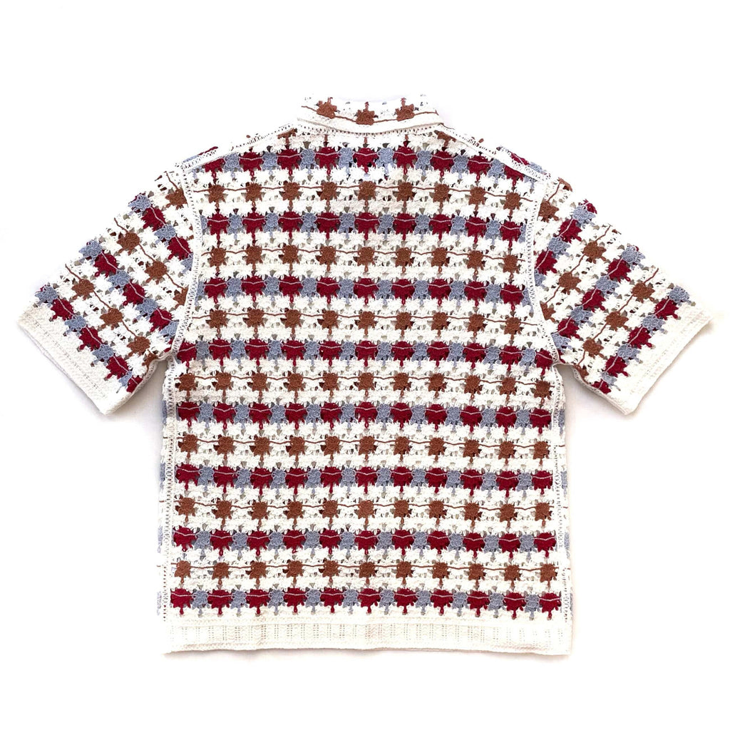 Wax London Porto Ecru and Multicolour Splash Crochet Knitted Polo Shirt