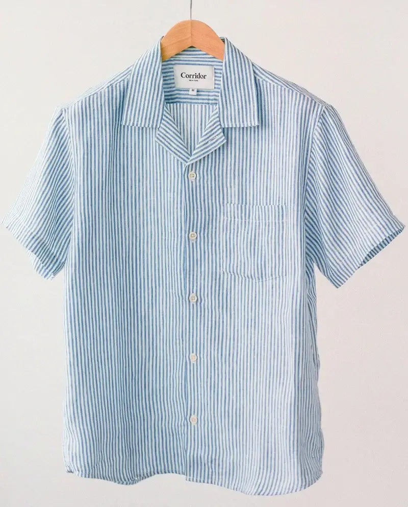Corridor Linen Stripe Short Sleeve Shirt