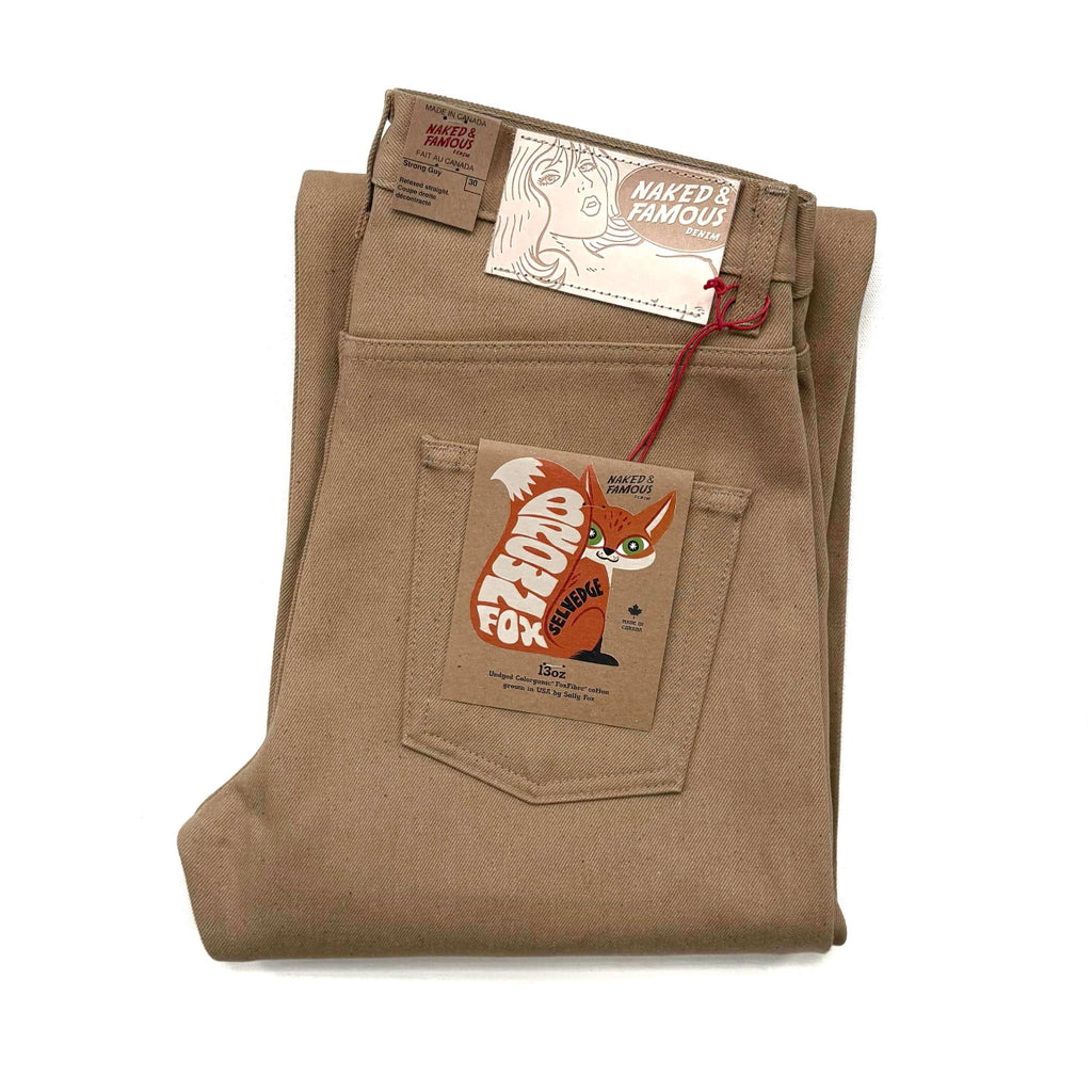Naked and Famous Denim Brown Fox Selvedge Strong Guy Jeans