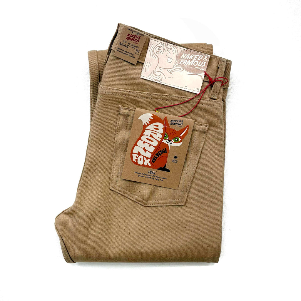 Naked and Famous Denim Brown Fox Selvedge Weird Guy Jeans