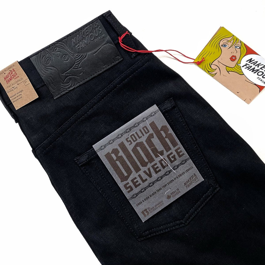 Naked and Famous Solid Black Selvedge Strong Guy