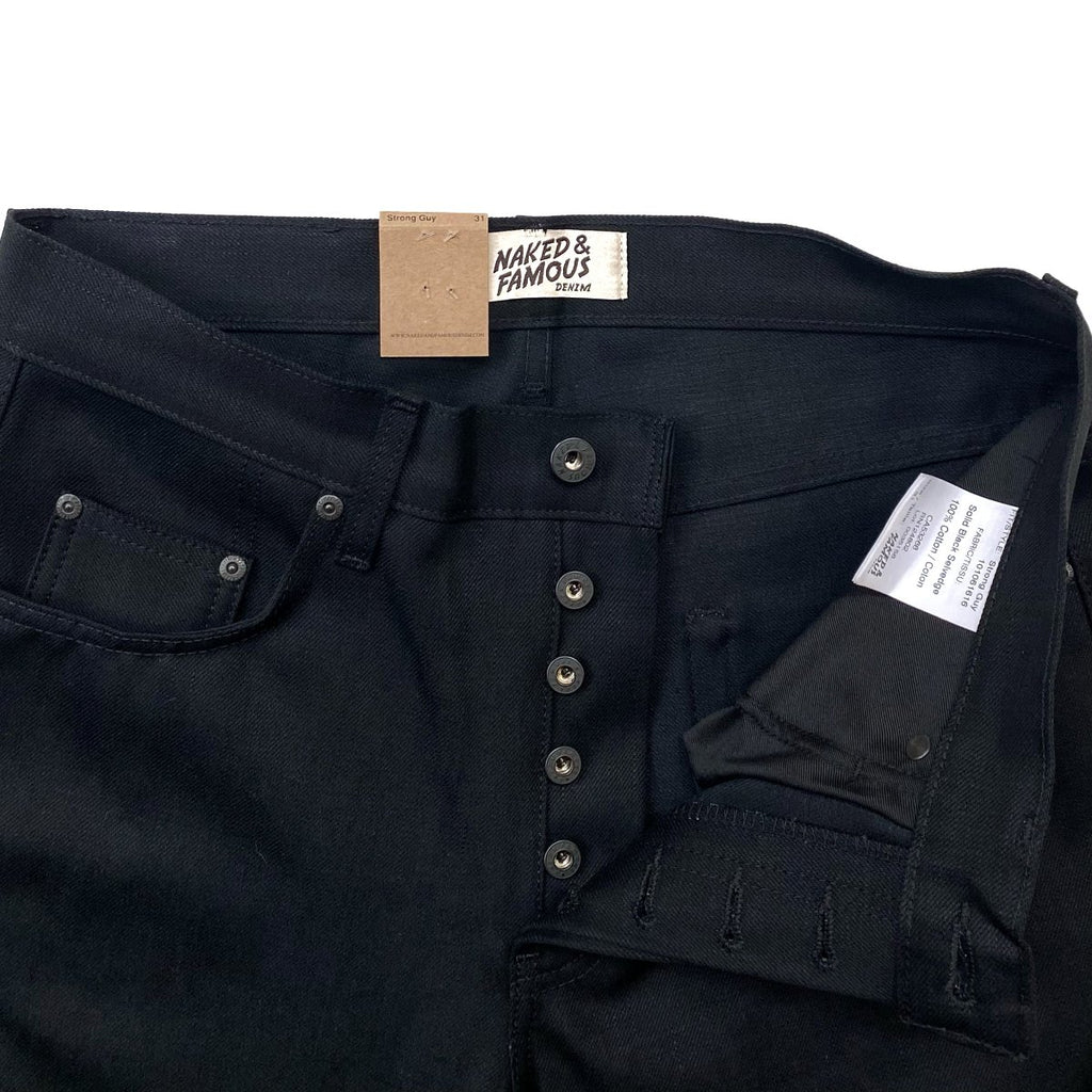 Naked and Famous Solid Black Selvedge Strong Guy