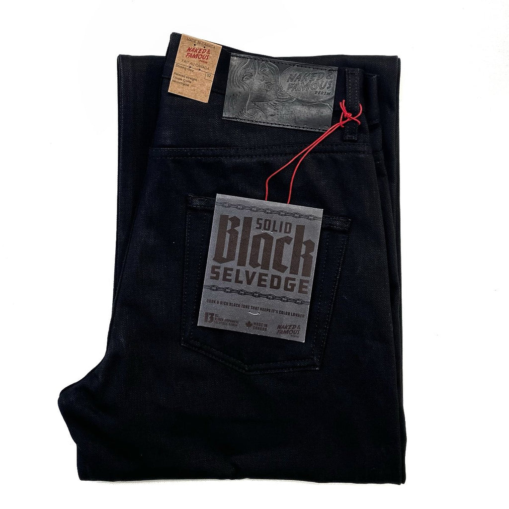 Naked and Famous Solid Black Selvedge Strong Guy