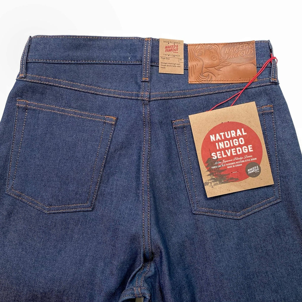 Naked and Famous Natural Indigo Selvedge Denim Jeans True Guy Fit
