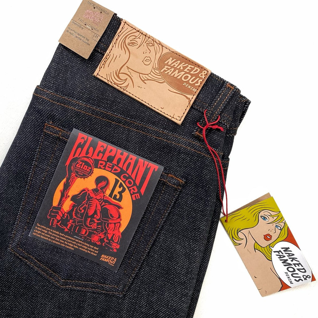 Naked and Famous Denim Weird Guy Elephant 13 Red Core Jeans