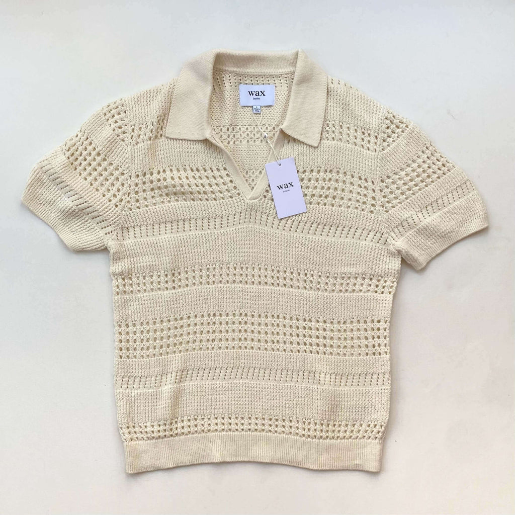 Wax London Siena Ecru Pointelle Knitted Polo