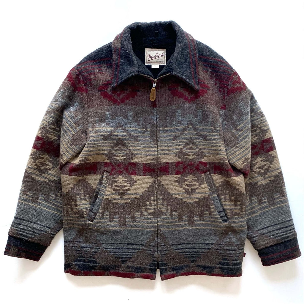 Vintage Woolrich Wool Aztec Sherpa Car Coat